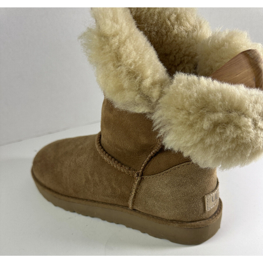 UGG Classic Cuff Short Boot Chestnut Brown Tan Sheepskin Suede Women's Size 7 - Picture 9 of 16